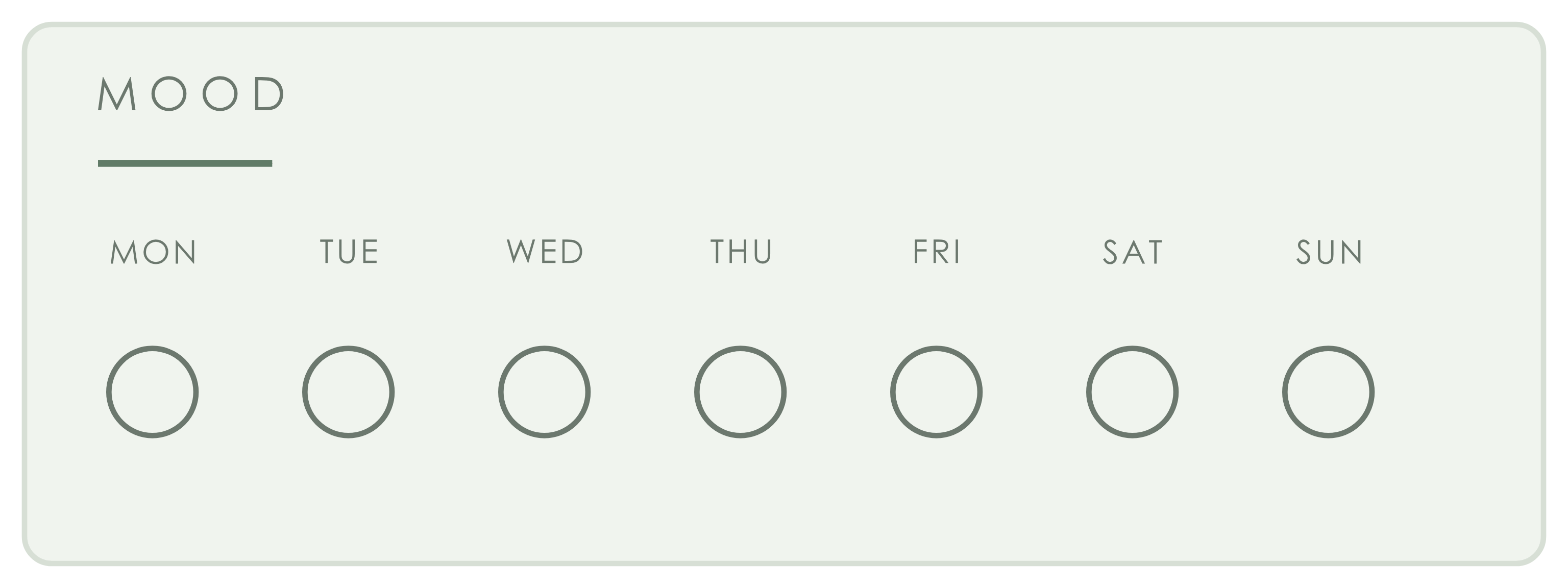 A seven-day mood tracker card.